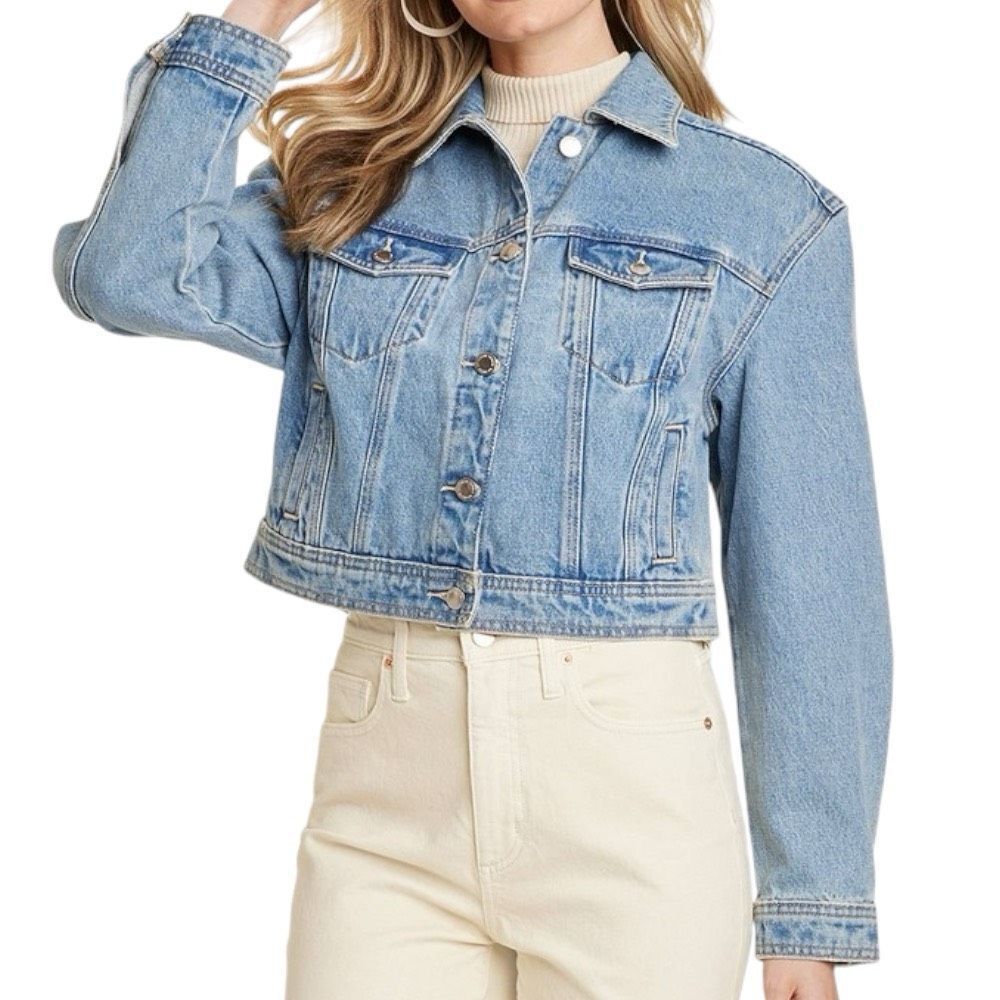 NEW Universal Thread Cropped Denim Jacket Medium Wash M